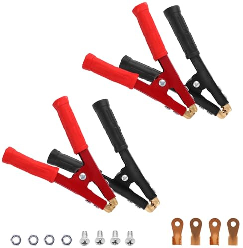 BTFO 4pcs Battery Jumper Cable Clamps, 2 Colors Heavy Duty Car Battery Charger Clamps Compatible with 2-6 AWG 12-24V Input & 100-1000A Supply for Cars Trucks Auto Charging