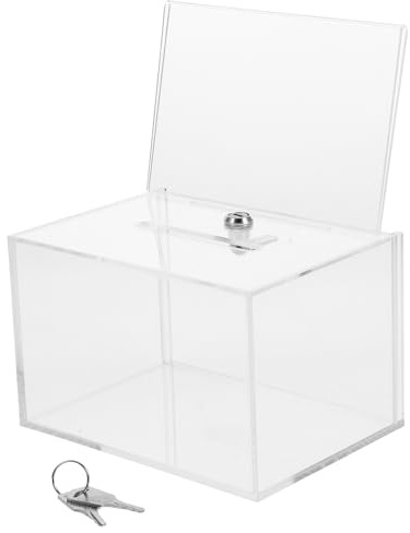 OSALADI Scatola per Donazioni in Acrilico Trasparente, Cassetta per Suggerimenti e Votazioni, Contenitore per Fondi ad Uso Ufficio e Fabbrica, Casella per Schede Elettorali e Commenti