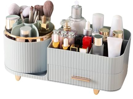 Organizer per cosmetici, cassettiera da scrivania con design rotante, porta pennelli per trucco per eyeliner, supporto elegante per lozione rossetto, accessorio elegante per vanità, scaffale per smalt