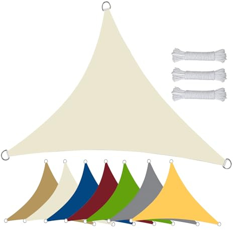 ESOYAWE Telo Ombreggiante Triangolare 2x2x2 5x5x7M Impermeabile Tenda da Sole per Esterno, Protezione UV Tessuto Poliestere, per Giardino Terrazza Piscine Pergola Vela Parasole(Beige,2 x 2 x 2 m)