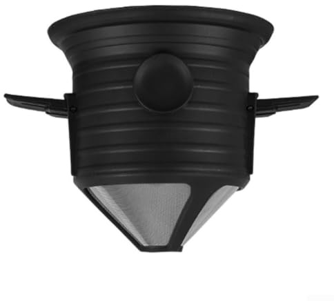 Vikbar pour over kaffebryggare bärbar för resor camping – lätt filterenhet med permanent filter, svart, kompakt (svart)