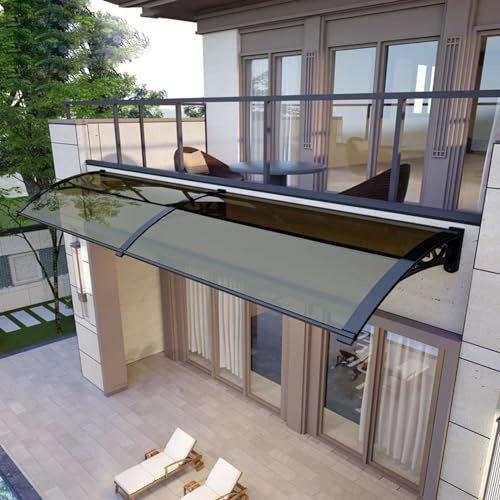 Modern självrengörande böjd ytterdörrsskydd – UV-skydd utomhus veranda polycarte-skydd (60 x 480 cm/24 x 189) – väderbeständigt solskydd för entréer