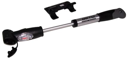 BETO Double HxS Minipumpe, Handpumpe, Fahrradpumpe, Luftpumpe, mit Manometer, 125psi, 8,5bar, AV, DV, FV, Autoventil, Dunlopventil, Französisches Ventil, Softgrip, aus Aluminium