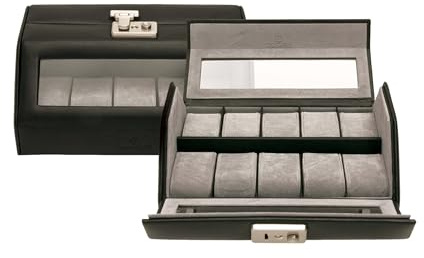 Windrose Uhrenkassette Nappa/schwarz (Vollrindleder)