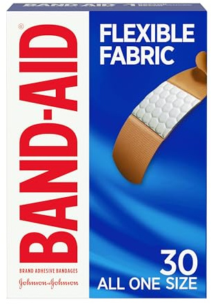 Band-Aid Brand Flexible Fabric Adhesive Bandages, Comfortable Flexible Protection & Wound Care of Minor Cuts & Scrapes, Quilt-Aid Technology to Cushion Painful Wounds, All One Size, 30 ct