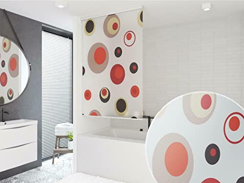 HALB-KASSETTEN DUSCHROLLO 140 cm BREIT MODELL COLORFUL DUSCHVORHANG WEISS BRAUN ROT ORANGE! SHOWER ROLLO CURTAIN!