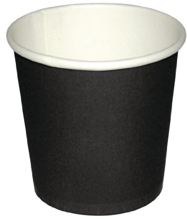 Fiesta Recyclable Gobelets jetables à café espresso Fiesta Recyclable noirs 120ml x1000, Noir, 60(H) x 62(Ø) mm,1000, Papier carton, GF018