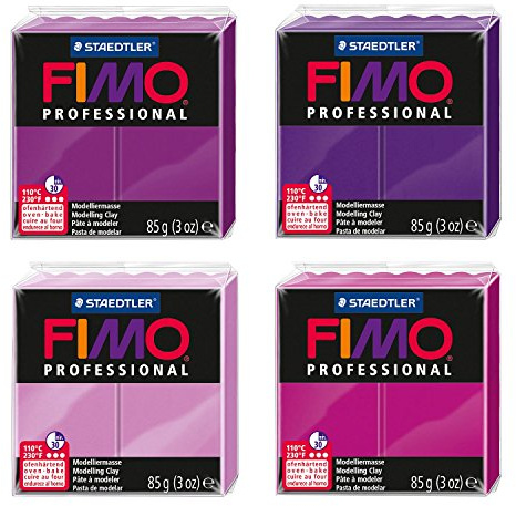 STAEDTLER 8004 AMZ 04 - Fimo professional Modelliermasse, 4 Blöcke, 85 g, lilatöne