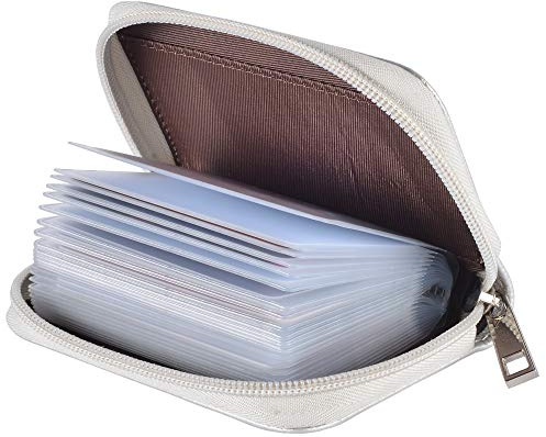 ehsbuy Outrip Kreditkartenetui aus echtem Leder, Ausweis, Visitenkartenetui, Geldbörse für Damen und Herren, silber, S, Elegant