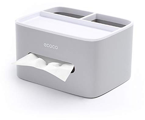 MHTECH Taschentuchbox, Kosmetiktuchbox, PVC, multifunktionale Box, Stifthalter, Fernbedienungshalter, Taschentuchhalter, Aufbewahrungsbox, Kosmetiktuchbox (Grau) | Stifthalter, Fernbedienungshalter, Aufbewahrungsbox,Tissue Box, multifunktionale Box