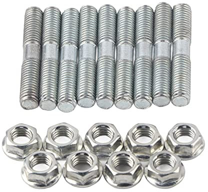 Duokon Kit de contre-écrou de goujon de turbine vis d'écrou à en acier inoxydable haute résistance M8x1.25 compatible avec S13, S14, S15, SR20, CA18 (18 pièces)