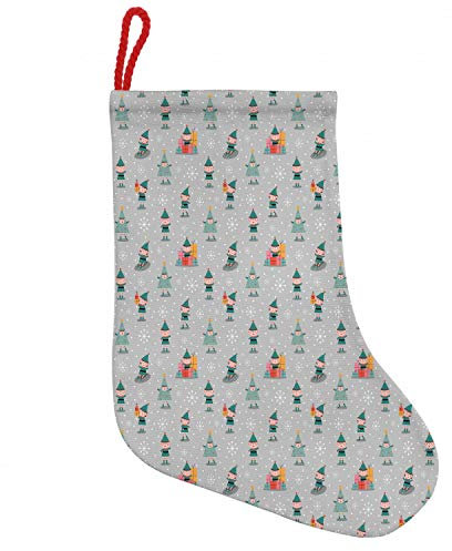 ABAKUHAUS Weihnachten Hängende Nikolausstiefel Weihnachtssocken, Weihnachten Jahreszeit Schneeflocken, Weihnachtsstrumpf zum Aufhängen, 25x35cm, Sea Green Pale Grau
