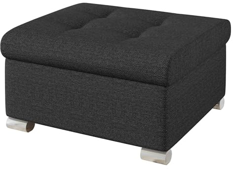 Mirjan24 Hocker Niko Klein mit gestepptem Sitz (Boss 14) | Kompakter quadratischer Sitzhocker in klassischer Form mit gesteppter Sitzfläche und verchromten Füßen