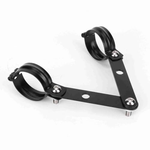 Qiilu Ensemble de support de de phare de fourche de moto, pince de de fourche de support de phare de moto universel noir(51-60mm)