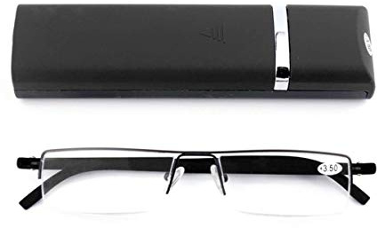 Gafas de lectura TR90, ultraligeras, para hombre y mujer, clásicas, de metal, para la vista, con estuche y paño de limpieza