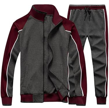 FTCayanz Tuta Uomo Sportiva Manica Lunga Giacca Jogging Fitness Pantaloni Tute Ginnastica Giubbotto Grigio XL