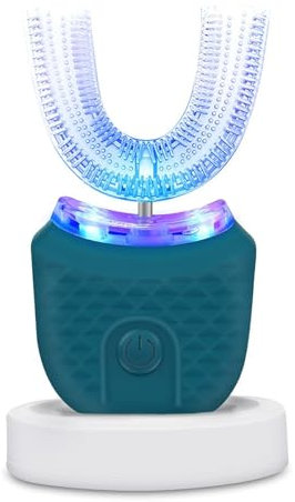 Ultrasonic Electric Toothbrush, U Shaped Automatic Toothbrush for Adults 360° Whole Mouth Toothbrush Whitening Wireless Charging IPX7 Waterproof