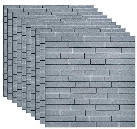 XCYYBB 3D Wandpaneele Selbstklebend Ziegel Steinoptik Tapete Wasserdicht Wandaufkleber Wandtapete Schaumstoff Ziegeltapete Schaumstoff Wandverkleidung für Schlafzimmer Badezimmer -Grau 50pcs