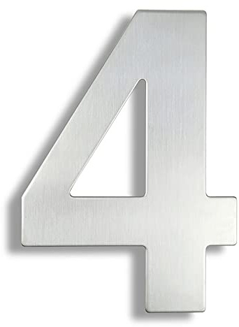 HASWARE Numero civico moderno in acciaio inossidabile spazzolato Elegante porta alfabeto placca Street Home Decor (4, 6 pollici argento)