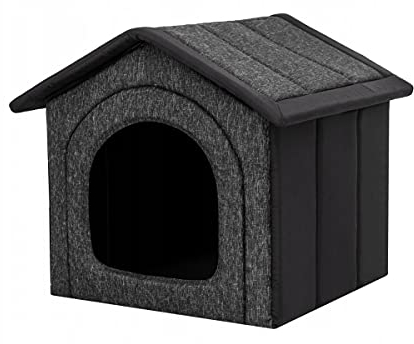 millybo Hundehöhle Hundebett Hundehaus Hundehütte S-XXXL Ökoleinen/Oxford (R2 (44 x 38 cm), Schwarz)