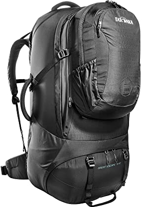 Tatonka Great Escape 75+10 - Reiserucksack mit großer Kofferöffnung, abnehmbarem Daypack (10l) und abdeckbarem Tragesystem - 85 Liter - 74 x 33 x 23 cm - black