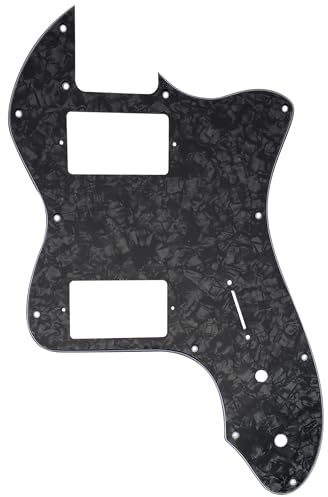 Musiclily Pro 12 Löcher Bedeckt HH Pickguard 4-lagig Black Pearl | für USA/Mexico Fender 72 Tele Thinline Style E-Gitarre