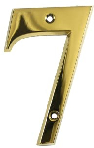 UAP Numeri civico – numeri di porta da 7,9 cm con chiusura a vite per porta anteriore, numero di indirizzo a vite per porte e cancelli, lettere Times carattere romano (numero 7, PVD oro dorato)