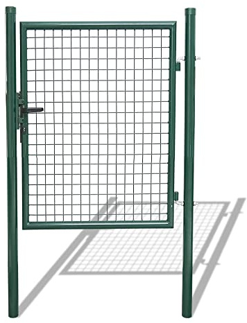 Cecaylie Gartentor Gartentür Grün Hoftor Zauntür Tor Inkl. Schloss 160 x 100 cm Zauntor Garten Gartenpforte Gitterzaun