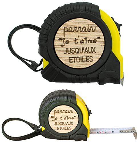 ERNESTINE - Mètre ruban je t'aime parrain - cadeau parrain choix annonce grossesse - cadeau parrain accessoire homme - mètre pliant personnalisable famille - cadeau homme anniversaire Noël naissance