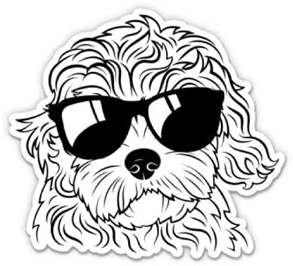 GAETOYEN Autoaufkleber Hund Personalisiert 25 cm Süßer Hund Sonnenbrille Malteser Vinyl Aufkleber Für Auto, Laptop, Telefon, Helm, Schutzhelm, Wasserdichter Aufkleber C1S83(1PCS)