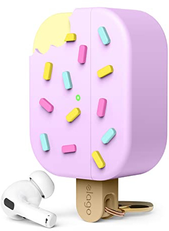 elago Ice Cream Hülle Kompatibel mit AirPods Pro 2 Case | Karabiner Enthalten, Unterstützt Drahtloses Aufladen, Vollständiger Schutz (Blaubeere)