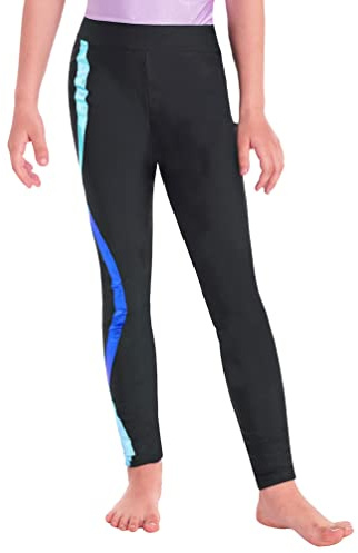 winying Enfant Fille Garçon Pantalon de Sport Jogging Yoga Fitness Slim Fit Leggings Danse Ballet Spectacle Collants Bas de Gymnastique Patinage Sportwear 6-16 Ans A Noir&Bleu 5-6 Ans