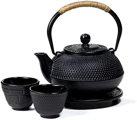 Théière Tetsubin Style Japonais Fonte 0,6 L + 2 Tasses Plaque Thé Tisane Thé