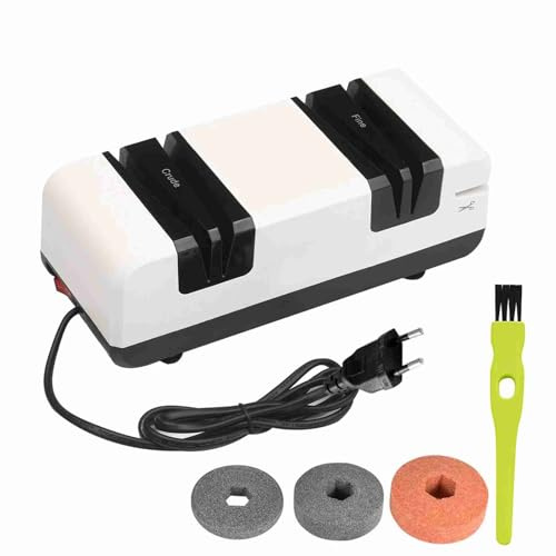 Sunydog Affilacoltelli elettrico professionale, multifunzione, automatico, con lunetta a 15 gradi, scanalature grezze e sottili per coltelli dentati dritti, forbici, taglierina da cucina