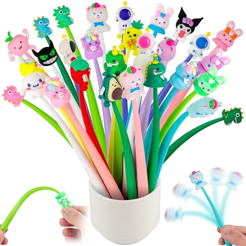 Runxin 30 Penne Gadget Compleanno Bambini,Penne Regalo Festa Bambini,Penne Divertenti,Penne Cute Kawaii,Silicone Penna Dondolo,Ideali Regalini Fine Festa Compleanno