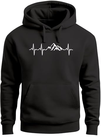 Neverless® Hoodie Herren Print Wandern Berge Herzschlag Outdoor Aufdruck Motiv Männer Fashion