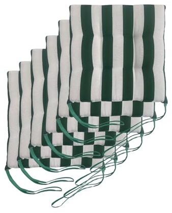 Il Tuo Artigiano Design Set 6 Cuscini per Sedie da Giardino Made in Italy - Cuscini Copri Sedie da Cucina 40x40 cm - Imbottiture in Spugna e morbido Acrilico (Bianco e verde)