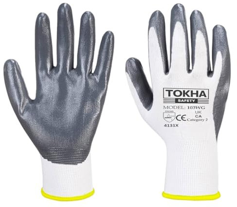 24 Pairs Nitrile coated safety work gloves 103WG, Working Safety Gloves, Puncture Protective, Builders Grip, Construction, Mechanic Gloves (X-Large)