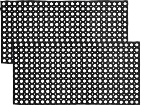 EDS Rubber Door Mat Heavy Duty Non-Slip Entrance Floor Door Mat Indoor & Outdoor Mats for Front Door Dirt Scrapper Garden Matting Welcome Grid Design (2, 50 x 100 cm)