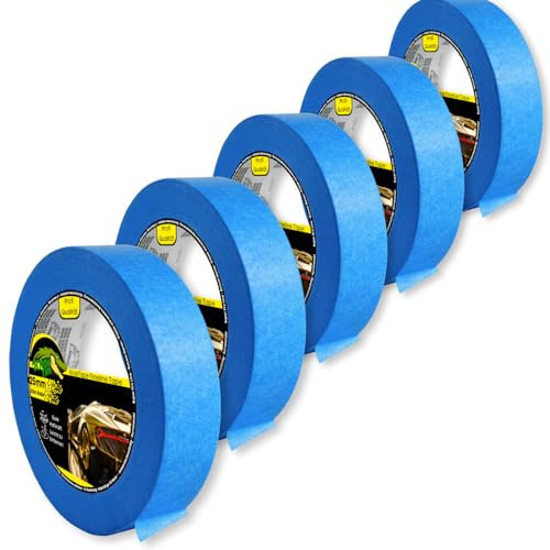Magnet-Kauf KrokTape 5x Goldband Abklebeband Lackierband 25mm x 50m Malerklebeband Abdeckband Maler Klebeband zum Streichen Lackieren Malerband Abklebeband Blau