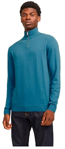 JACK & JONES Jjeemil stickad halv dragkedja Noos stickad tröja, Oceanview, M