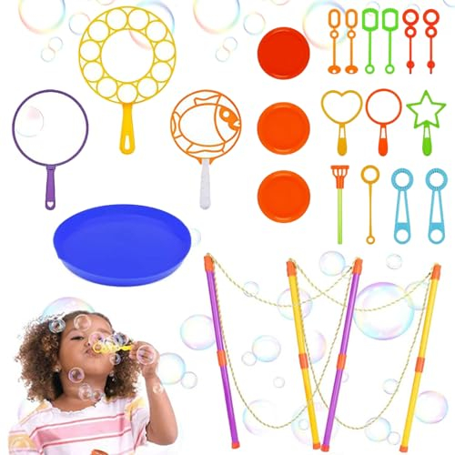 Seifenblasen Set für Kinder 22 Stück Seifenblasen Blase Große Seifenblasenstäbe Seifenblasen Set Zauberstab Einstellen Seifenblasen für Indoor Outdoor Kindergeburtstag Partys Hochzeit