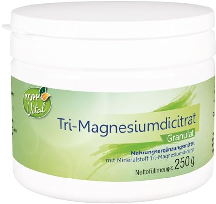 KOPP Vital® Tri-Magnesiumdicitrat Granulat, 250 g | Ohne Gentechnik, Glutenfrei, Magnesium, Nahrungsergänzungsmittel