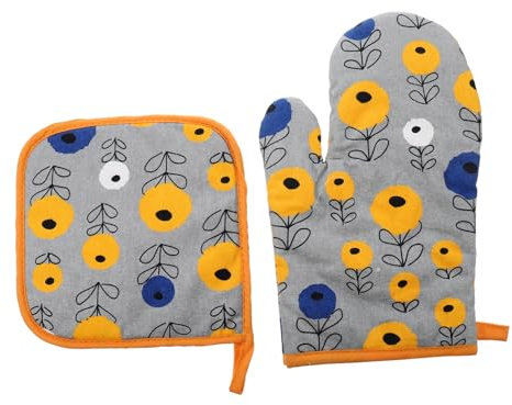 Garneck Kitchen Oven Mitts Heat Protection Pads Non-slip Oven Gloves Insulated Pot Holder