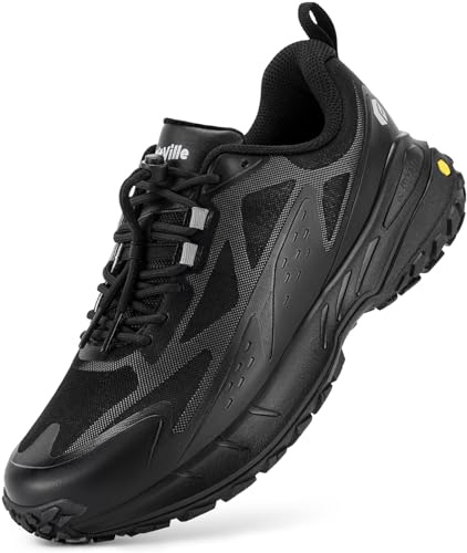 FitVille Extra Wide Men's Sneakers Shoes Non-Slip Trekking Hiking Walking Shoes for Men with Arch Support Black