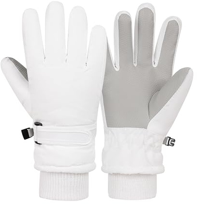 Sea Zaela Waterproof Winter Gloves for Kids Toddler Warm Snow Gloves Boys Girls Ski Gloves Windproof Mittens Youth,White,4-6 T