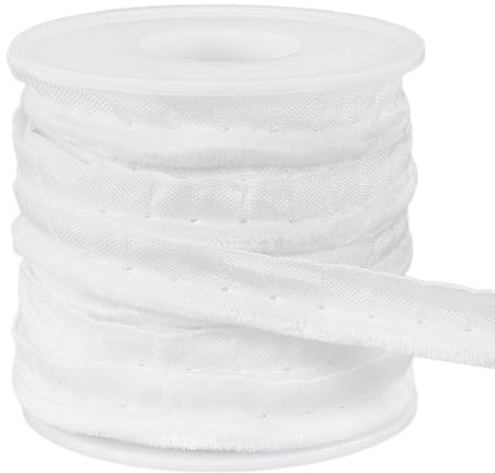 BENECREAT Nastro Sbieco in Velluto Bianco da 9.14 m,11mm di Larghezza Bordo in Tessuto con Cordoncino in Velluto per Cucire Rivestimenti per Abbigliamento