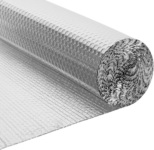 BLOSTM Foil Insulation Roll 1m x 5m - Radiator Reflector Panels for Floor, Ceiling, Roof, Wall Insulation - Aluminium Bubble Radiator Reflective Foil Roll - Heat & Vapour Barrier Saves Energy