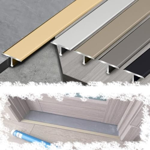 DAQXYH 90cm T-Profil Übergangsschiene, Wasserdichter Übergangsprofil Aus Aluminium Boden & Tür, Abdeckleisten Türleisten Schneidbar(Grey,W 25MM)