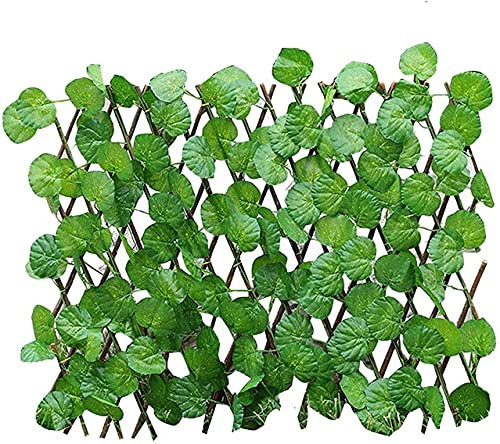 Treillis de jardin en bois - Panneau de clôture - Feuilles artificielles - Treillis rétractable